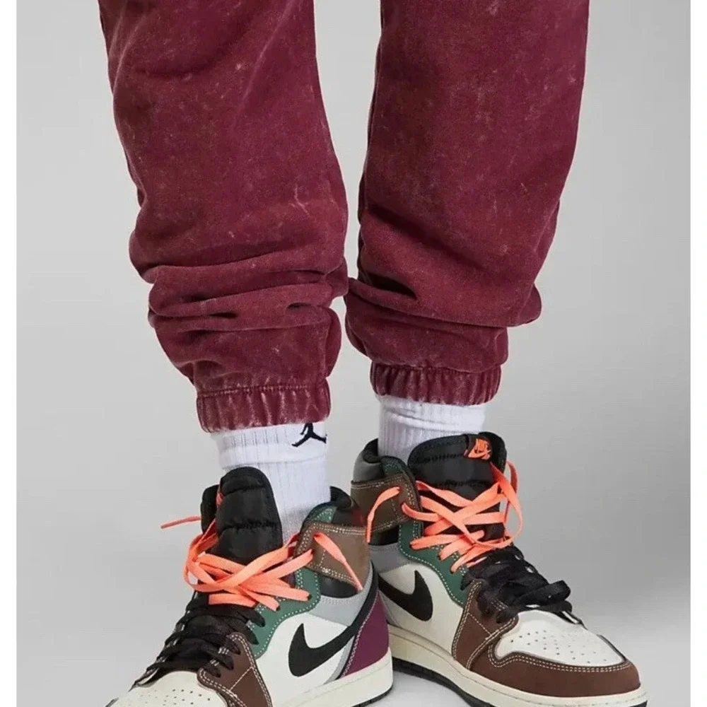 Air Jordan Fleece Sweatpants Mens Small Cherrywood‎ Red DR3089-680 Washed Look